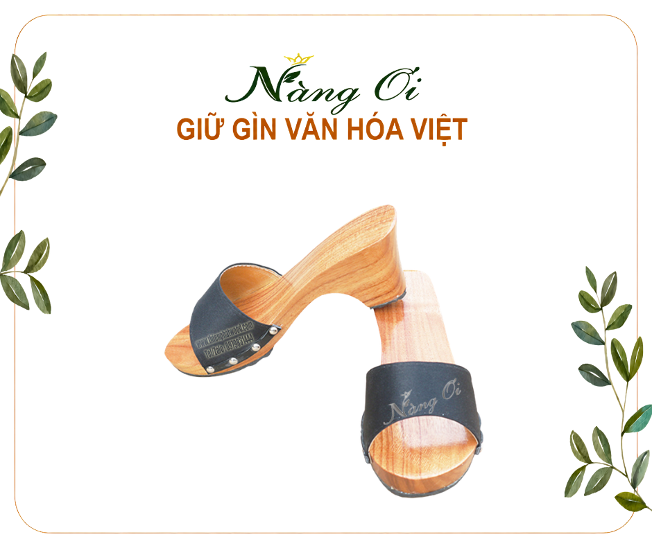 guốc mộc nữ cao 7cm màu gỗ nổi bật